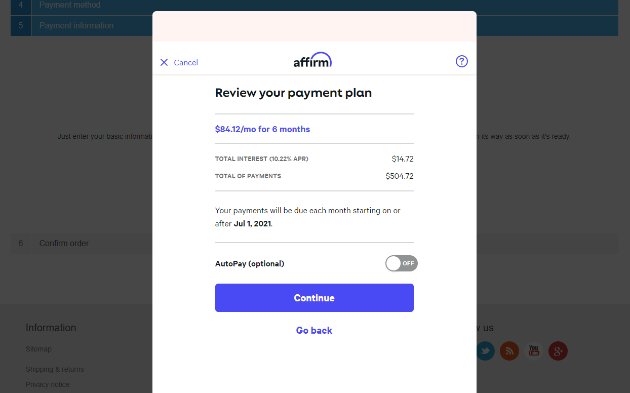 Affirm Payment Integration Plugin for Stores nopStation