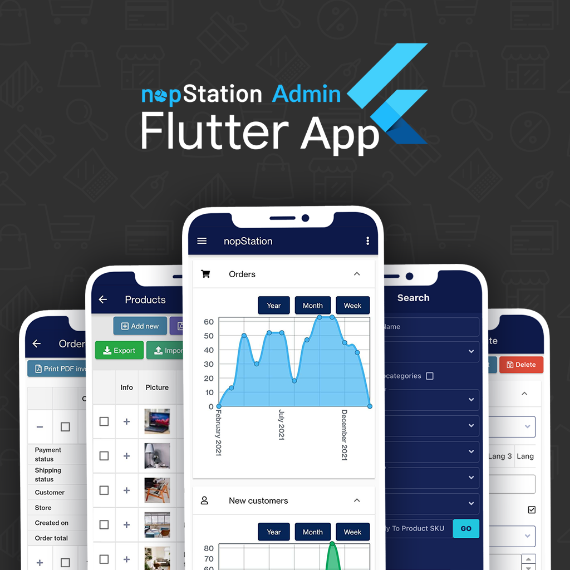 Picture of Android & iOS Flutter Admin Mobile App with REST API for nopCommerce
