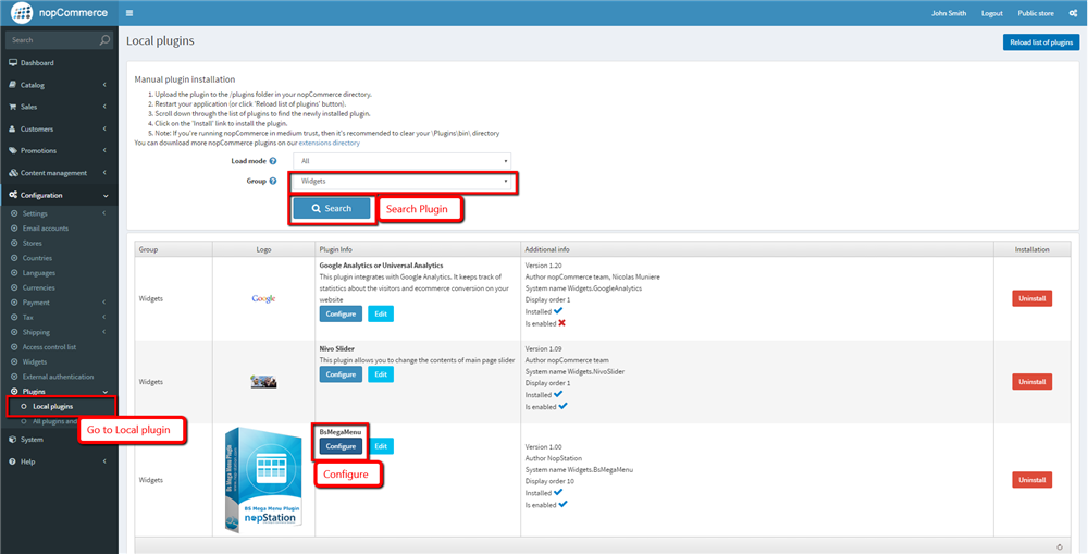 BS mega menu plugin in the plugin list