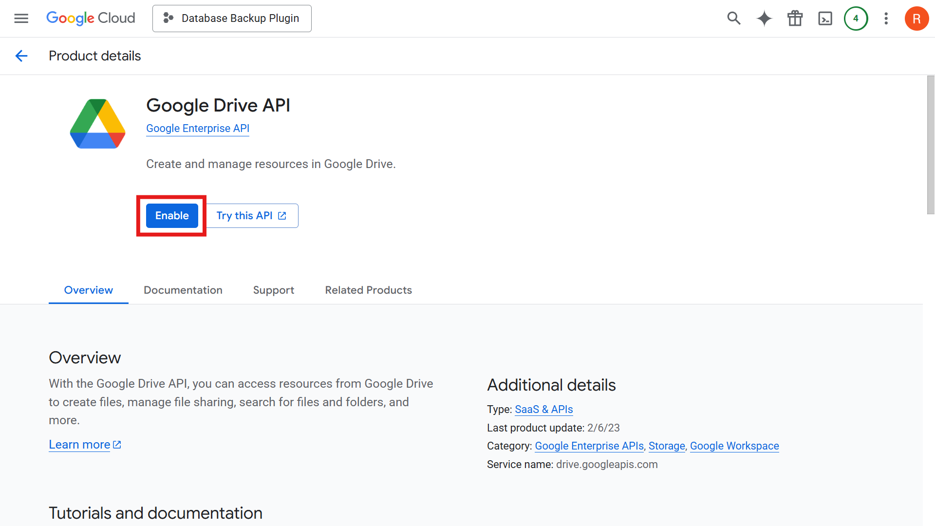 Enabling Google Drive API
