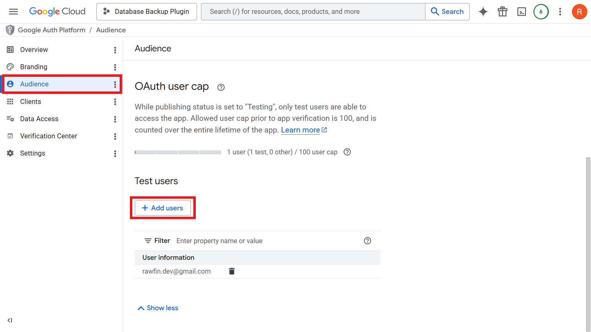 Adding test users to Google OAuth