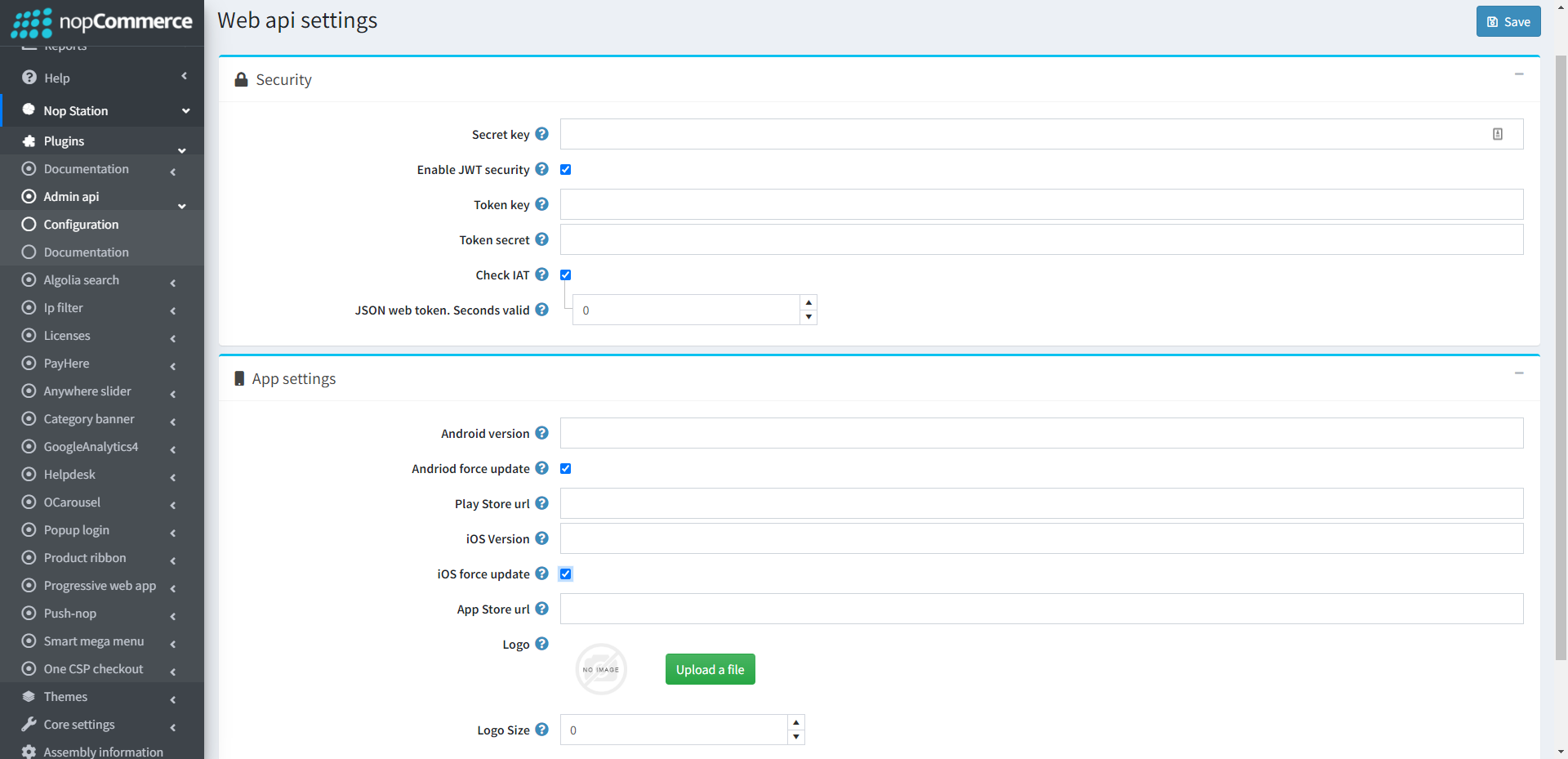 configuration page