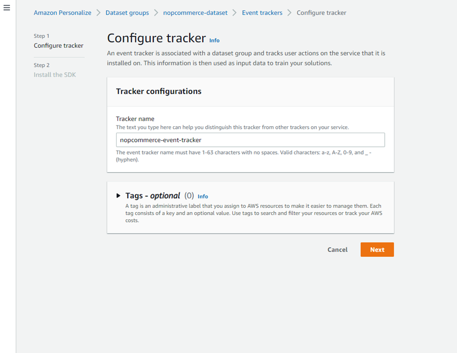 amazon-personalize-configure-tracker