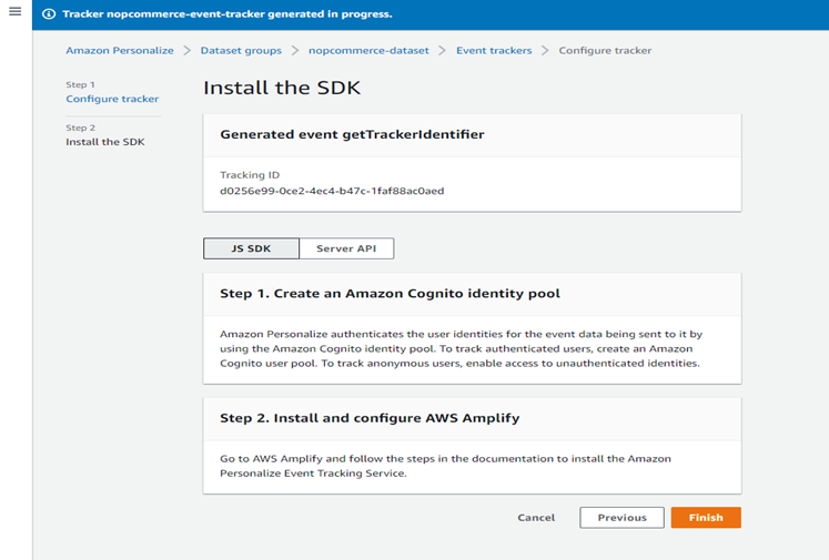 amazon-personalize-event-tracker-id