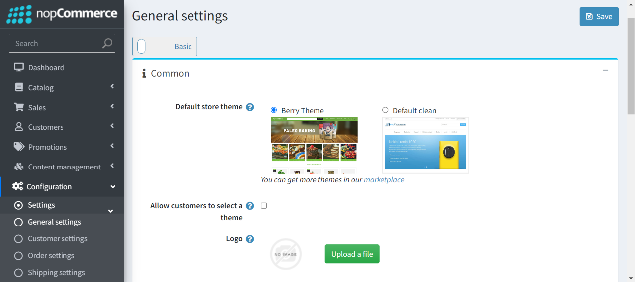 select default theme