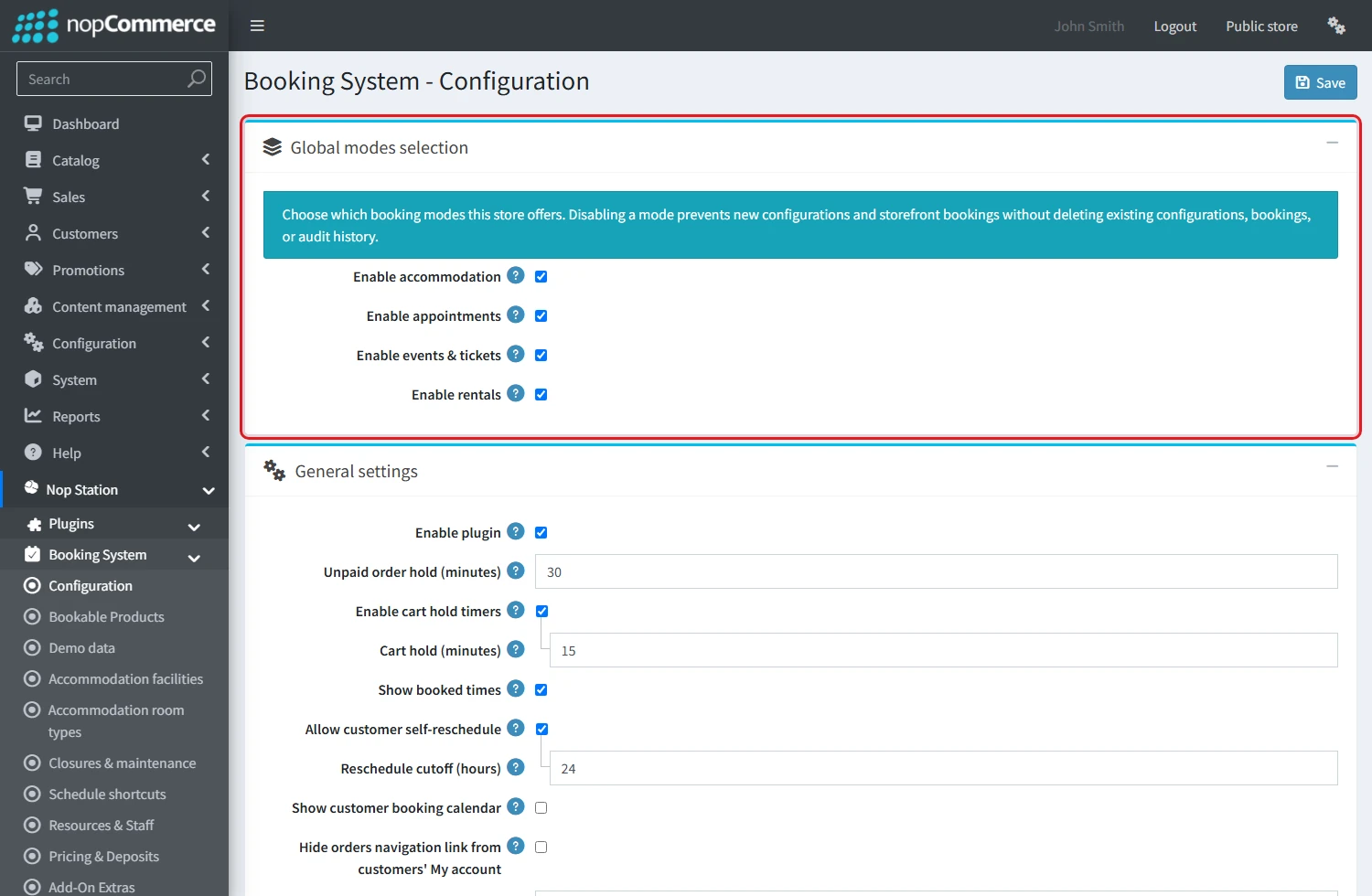 Booking System Configuration