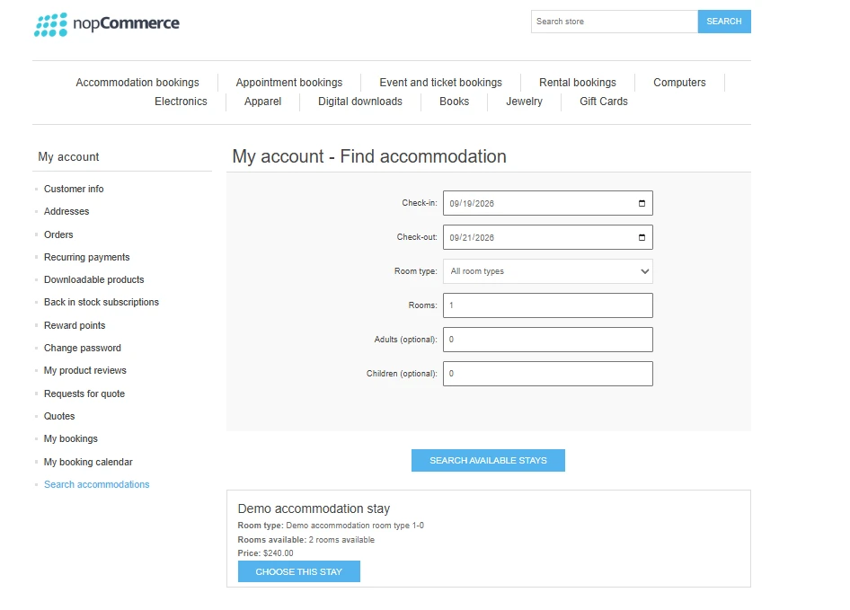 Find accommodation
