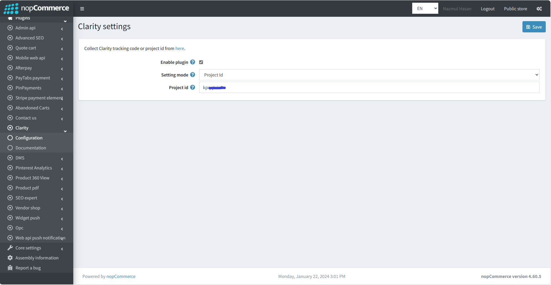 configure Clarity