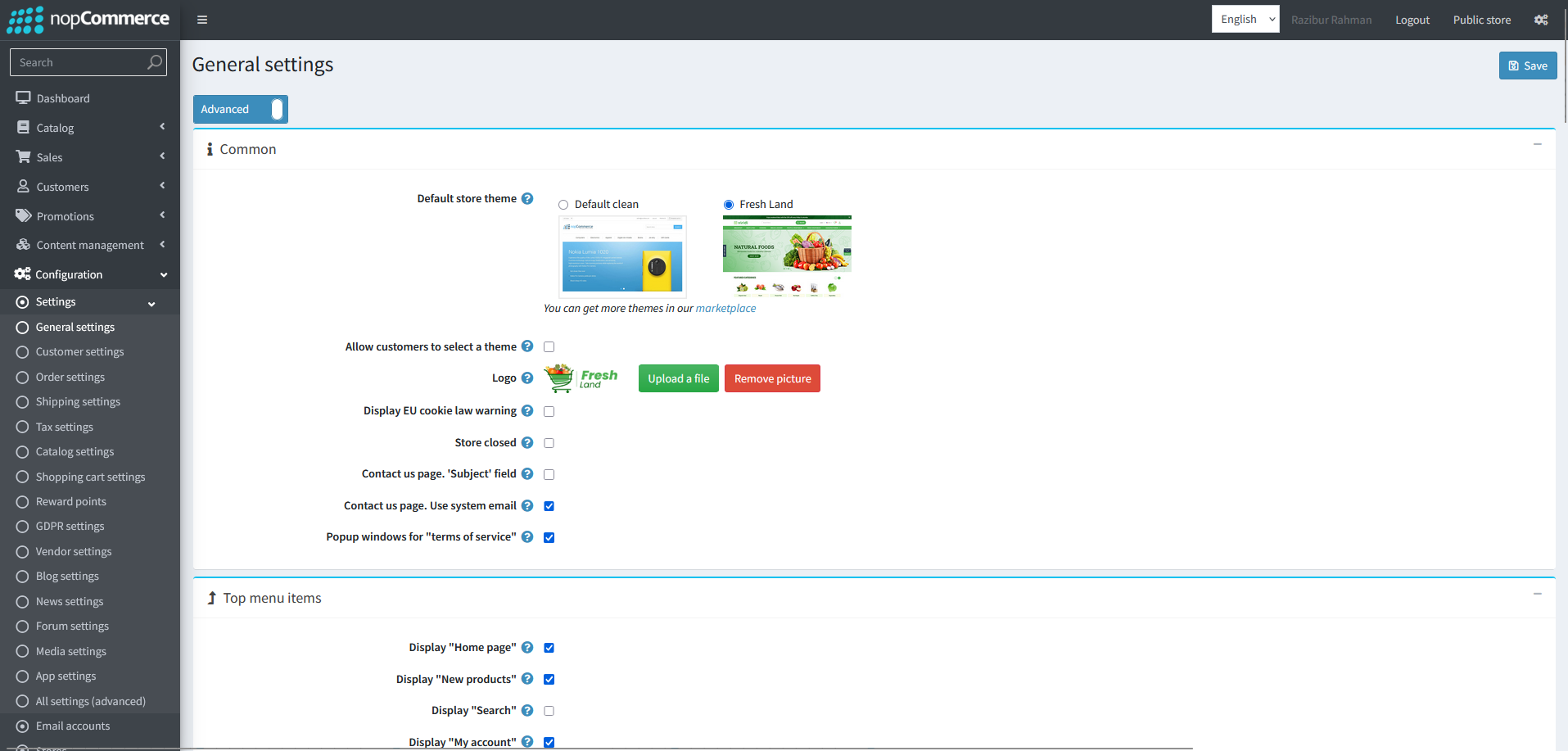 select default theme
