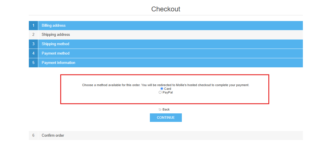 Checkout Method Selection