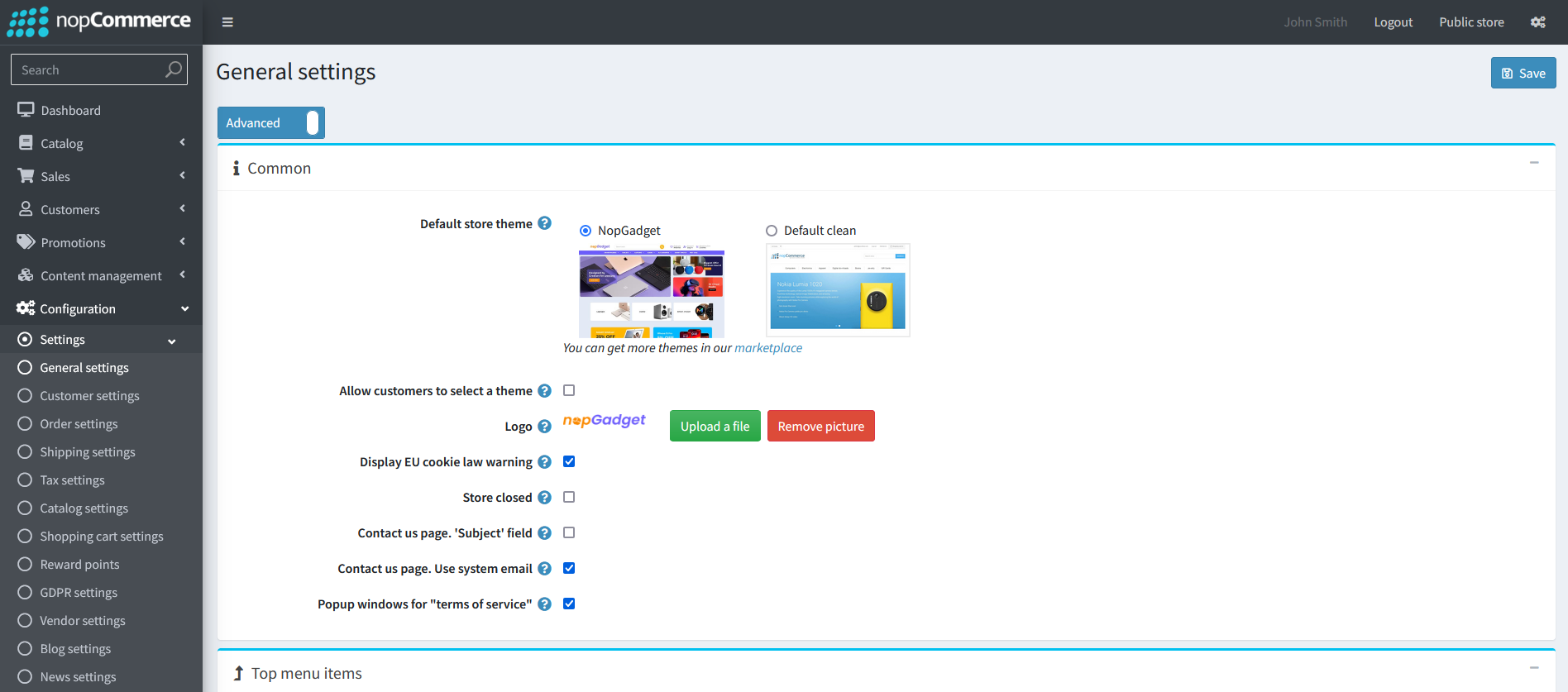 select default theme