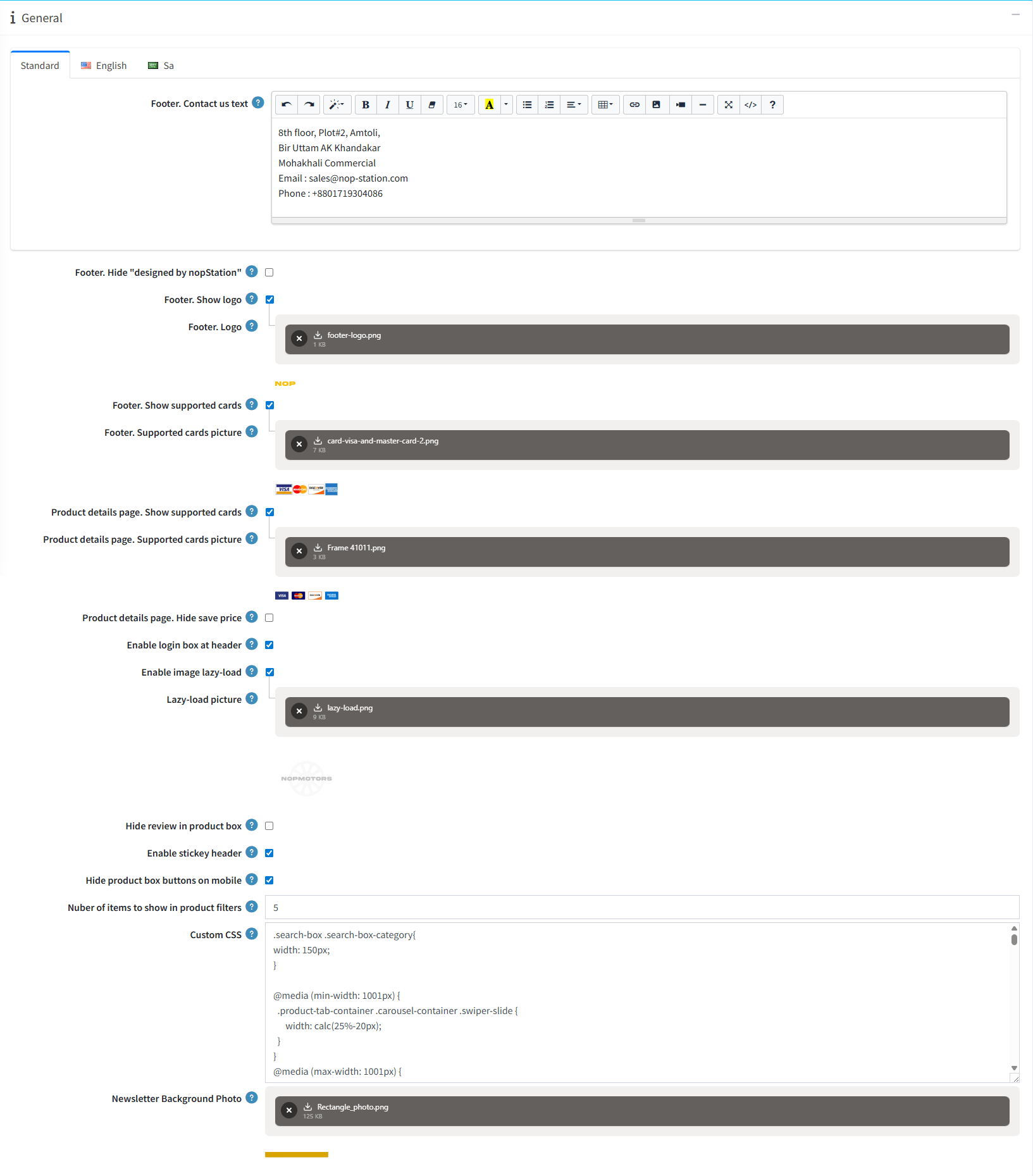 general settings