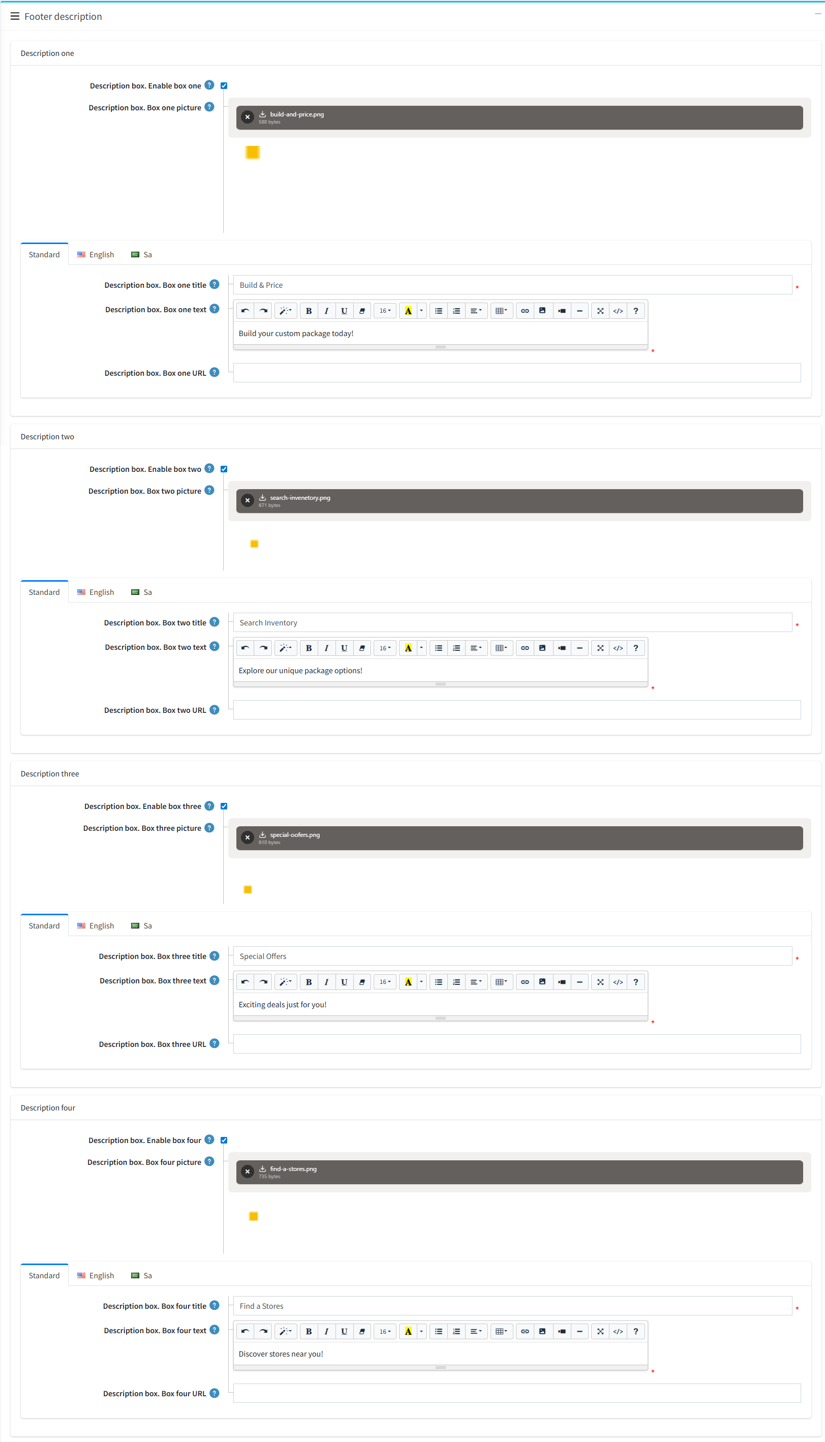 footer settings