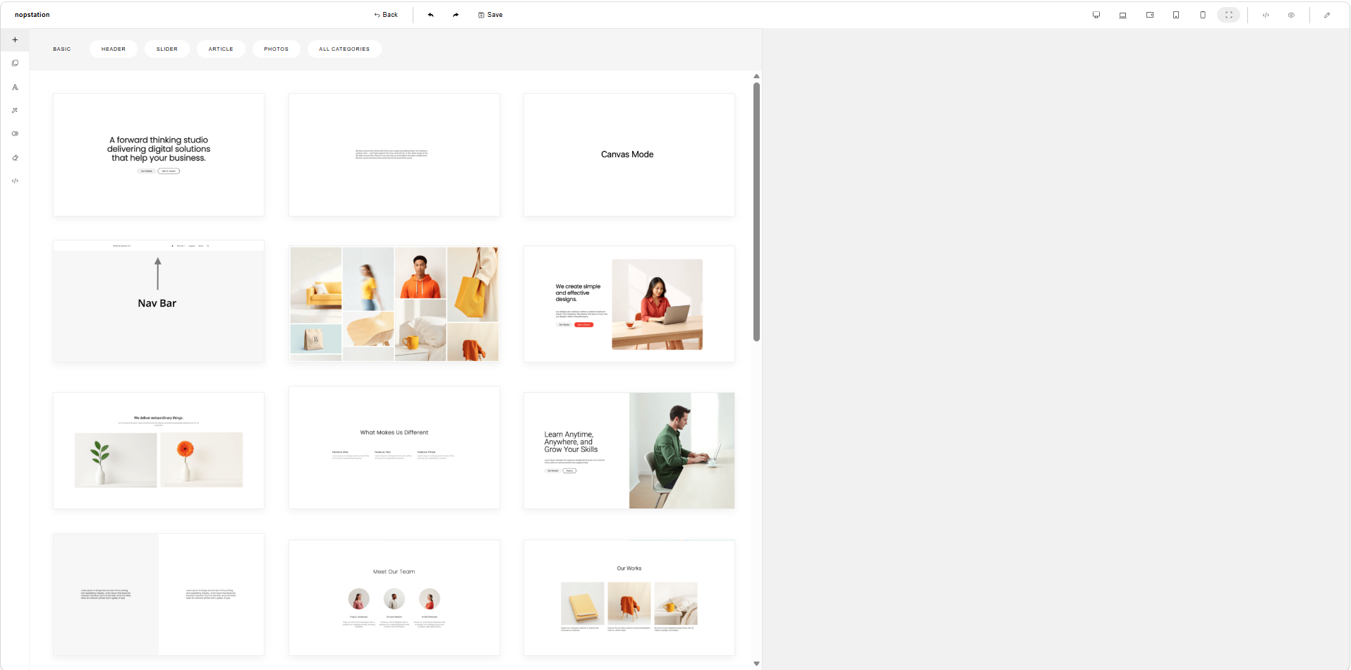 Smart Page Builder visual designer