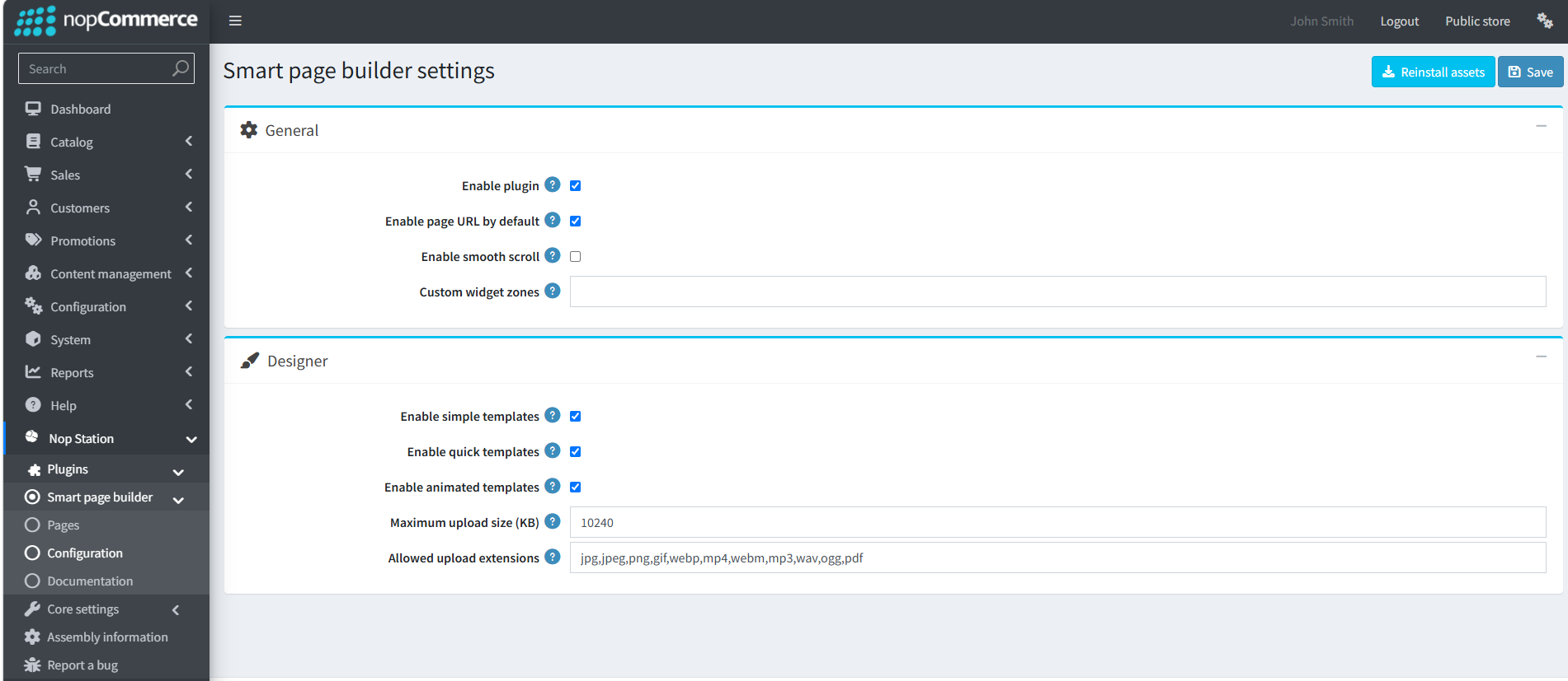 Smart Page Builder Configuration