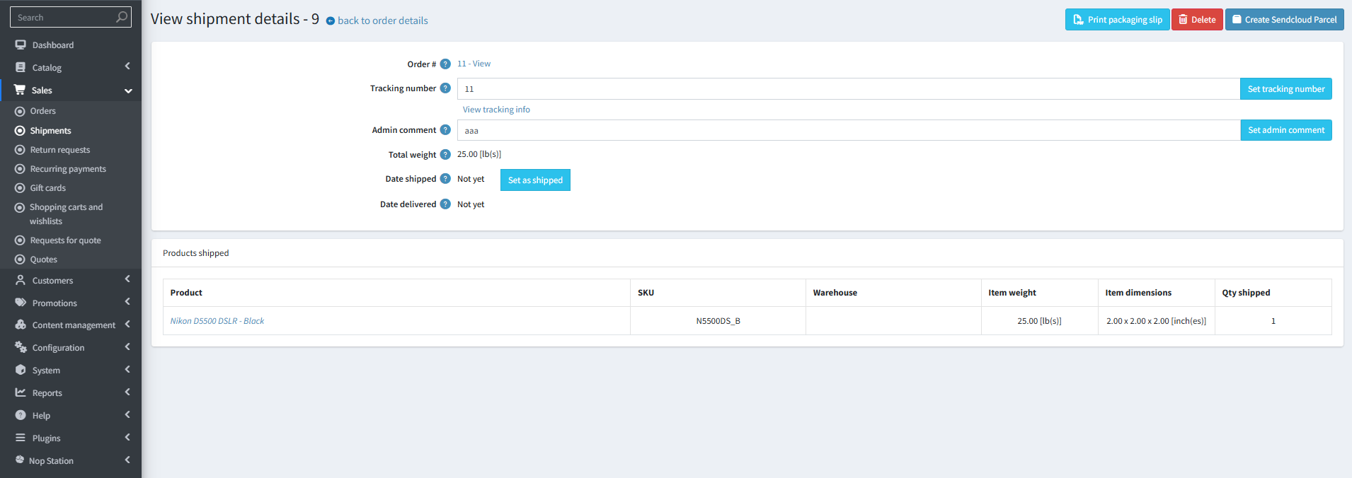 Image 1.8: Shipment Details Page