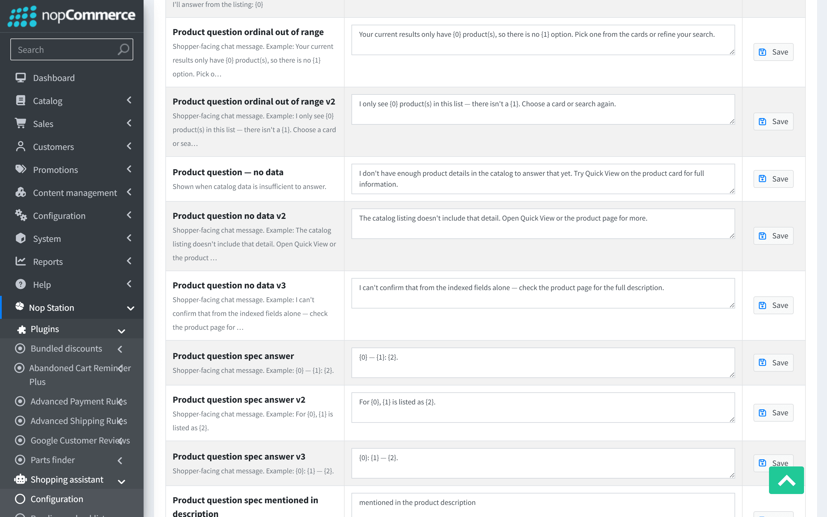 Additional chat response messages