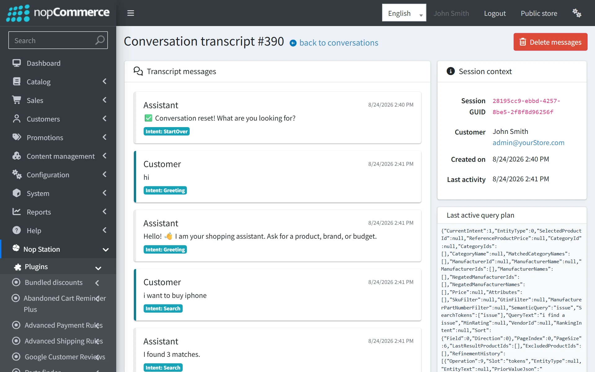 Conversation transcript detail
