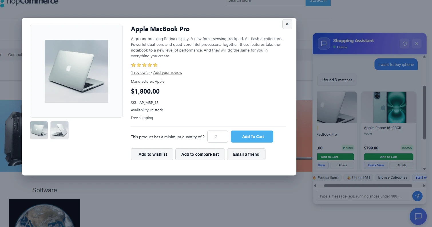Quick View Modal overlay
