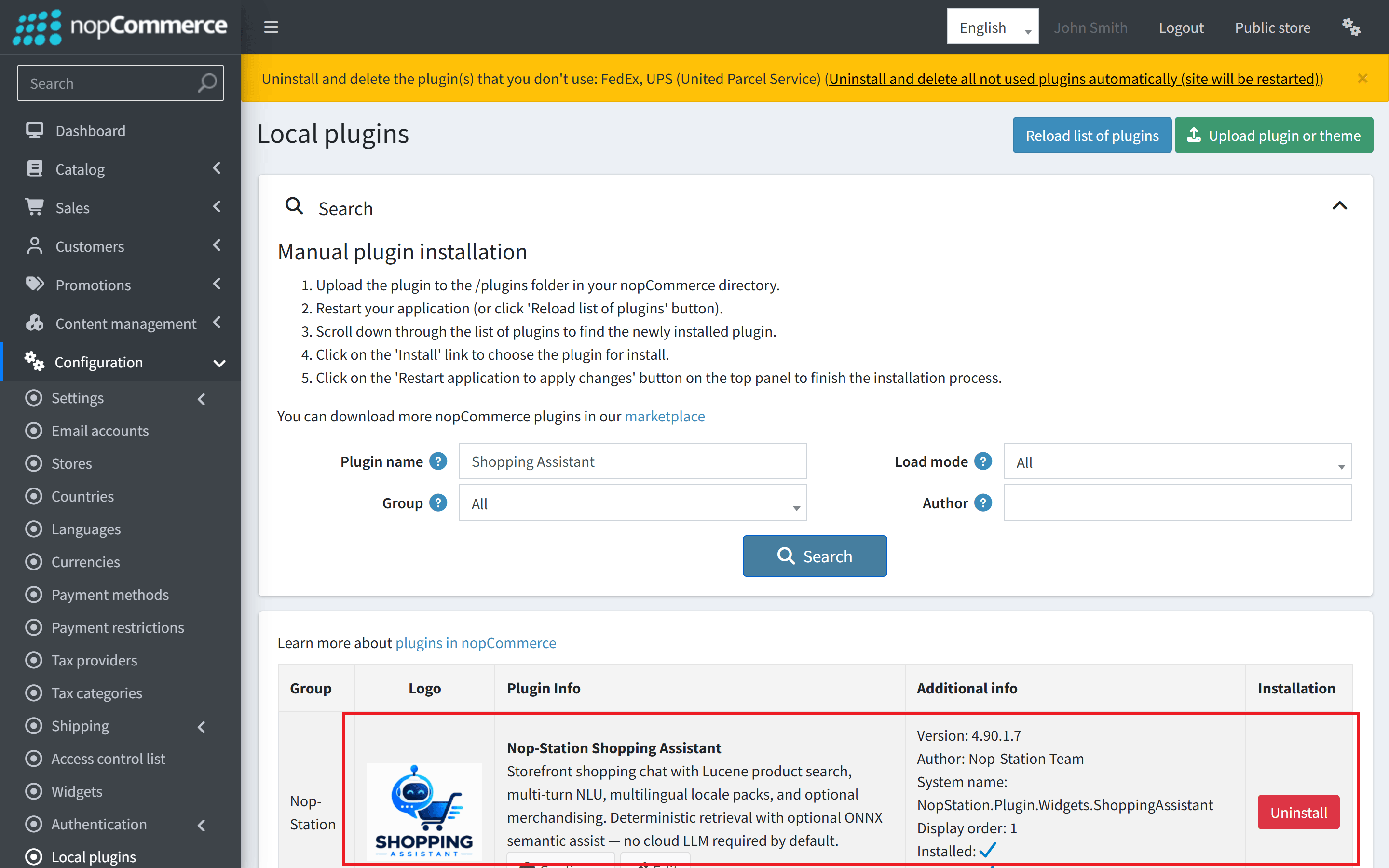 Install Shopping Assistant plugin