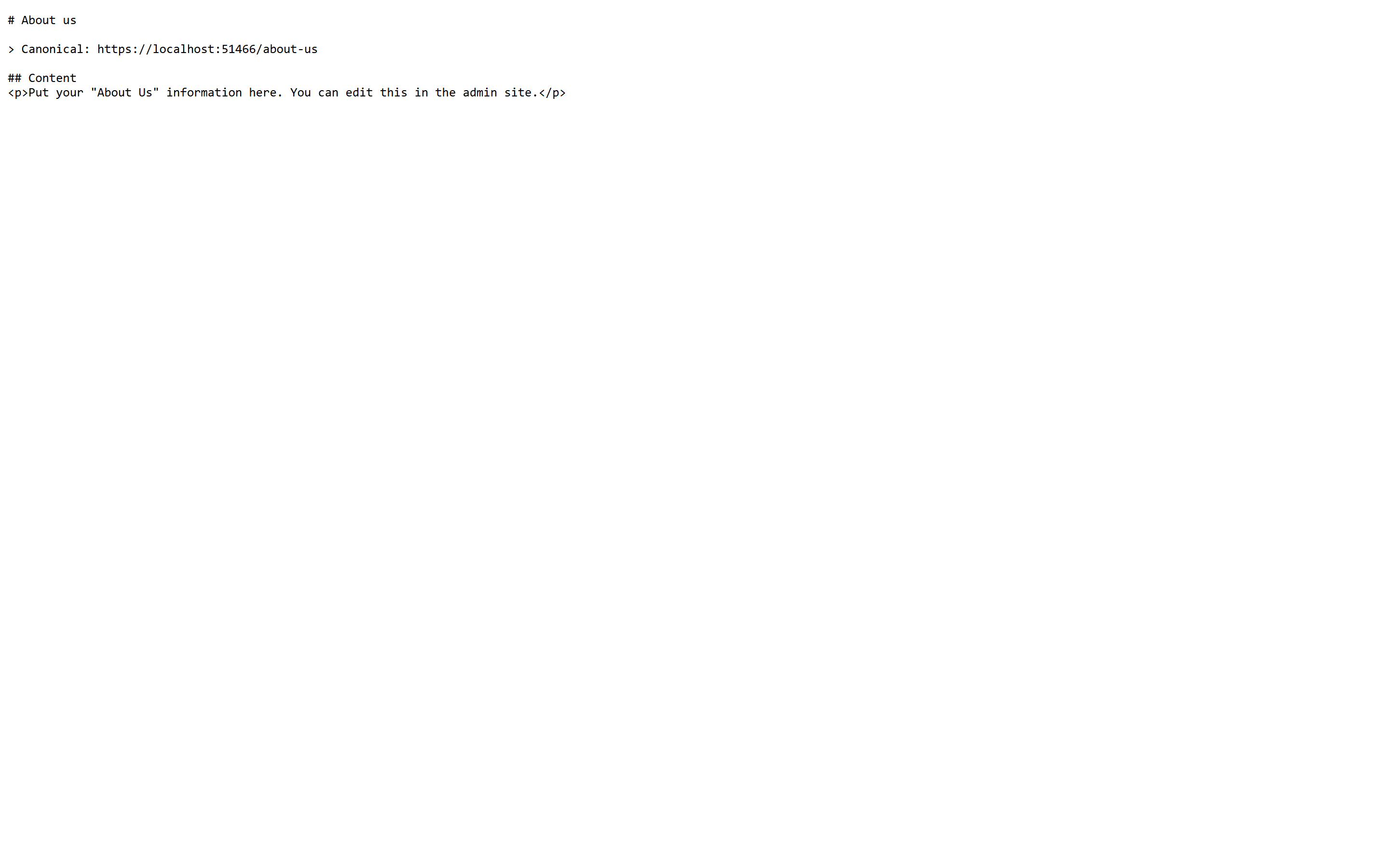 About Us Markdown Page