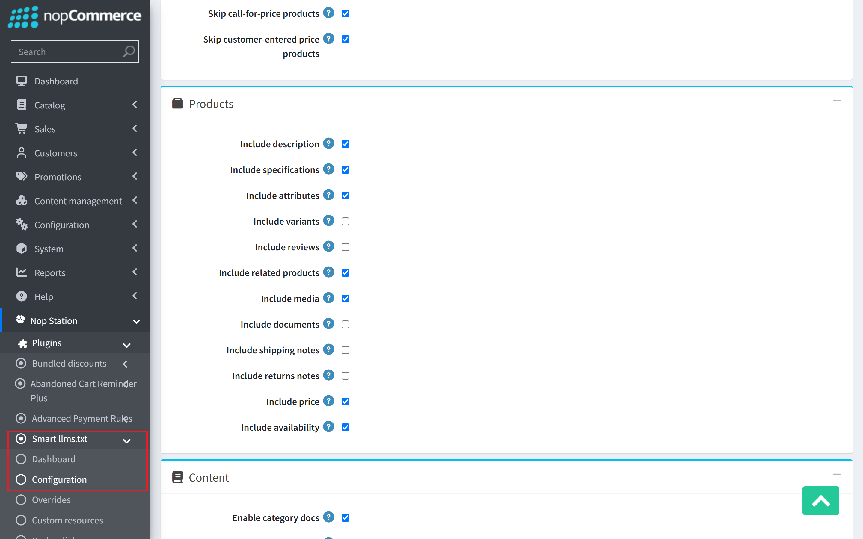 SmartLLMs Settings Products