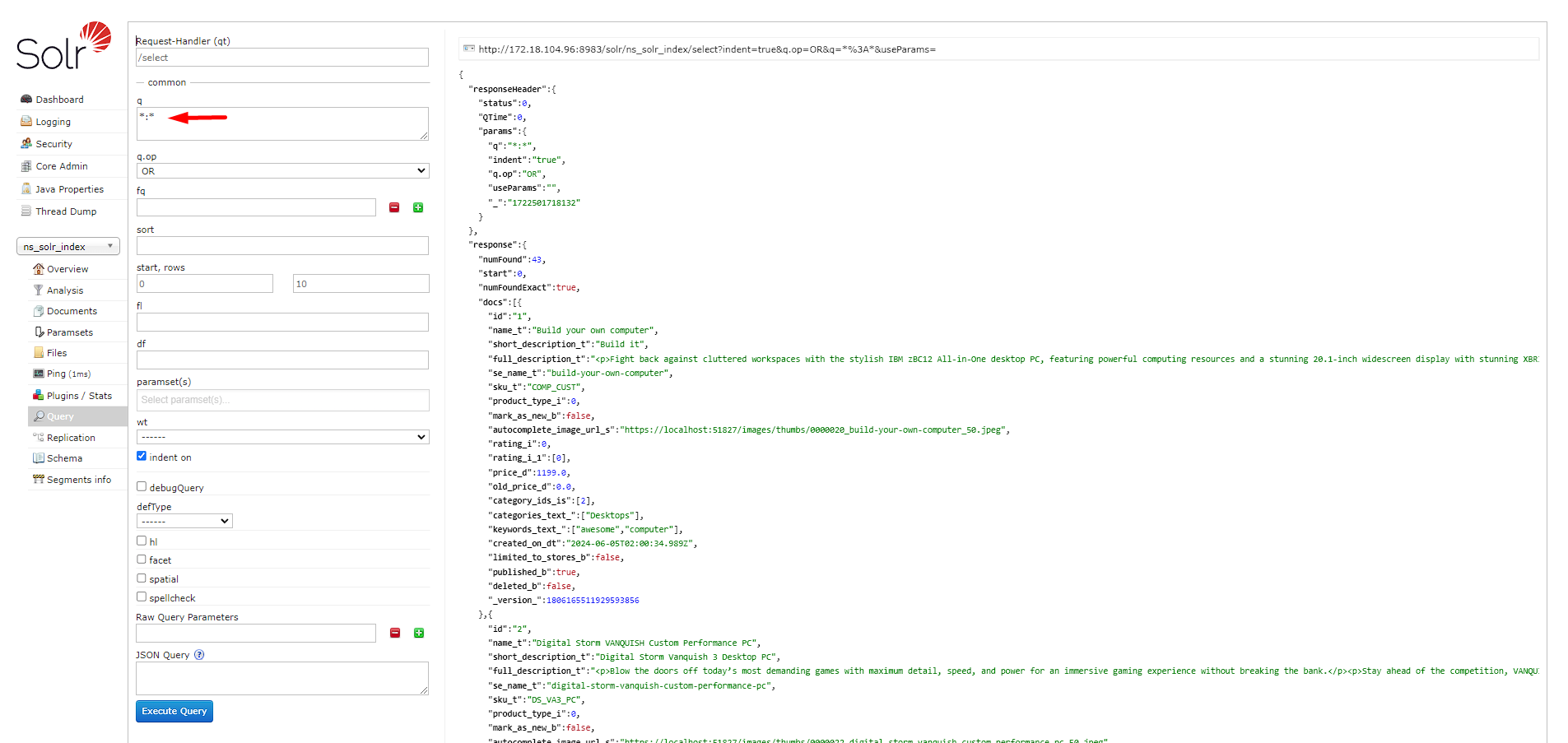 solr product data