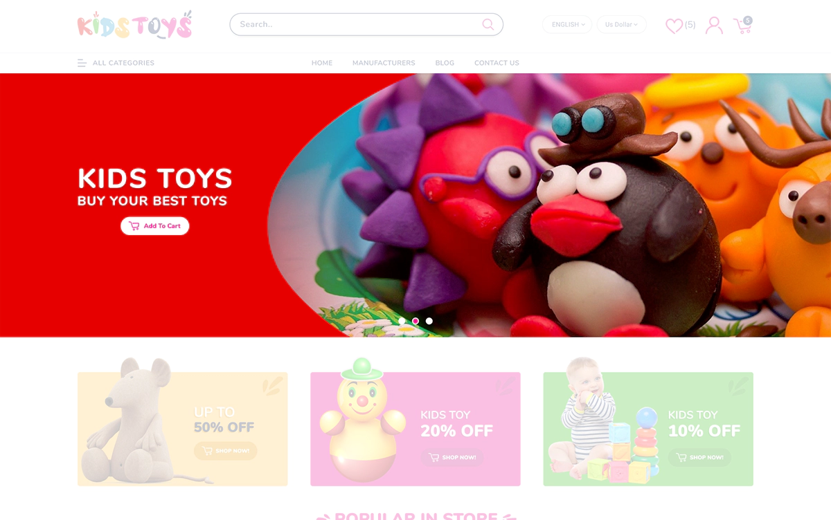 Kids Toys Responsive Theme + Bundle Plugins by nopStation