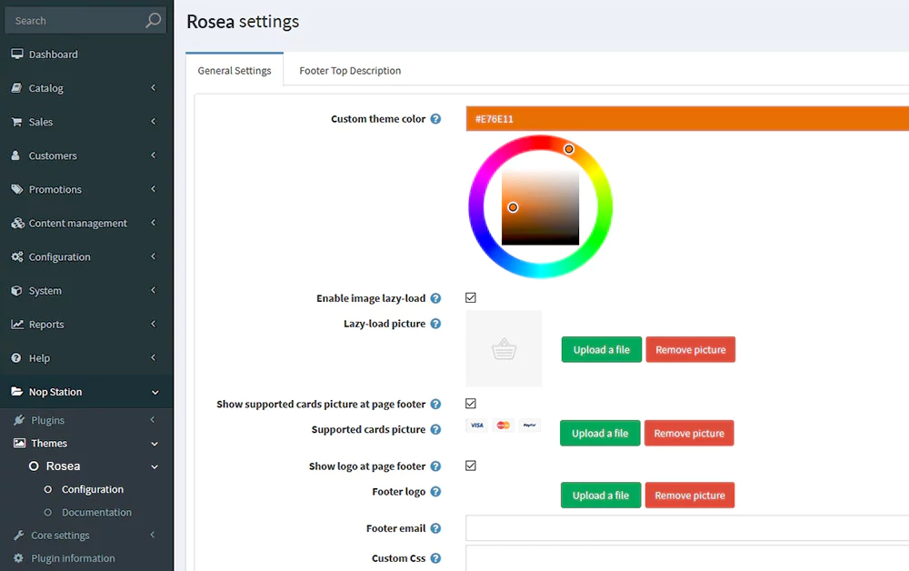 rosea theme configuration