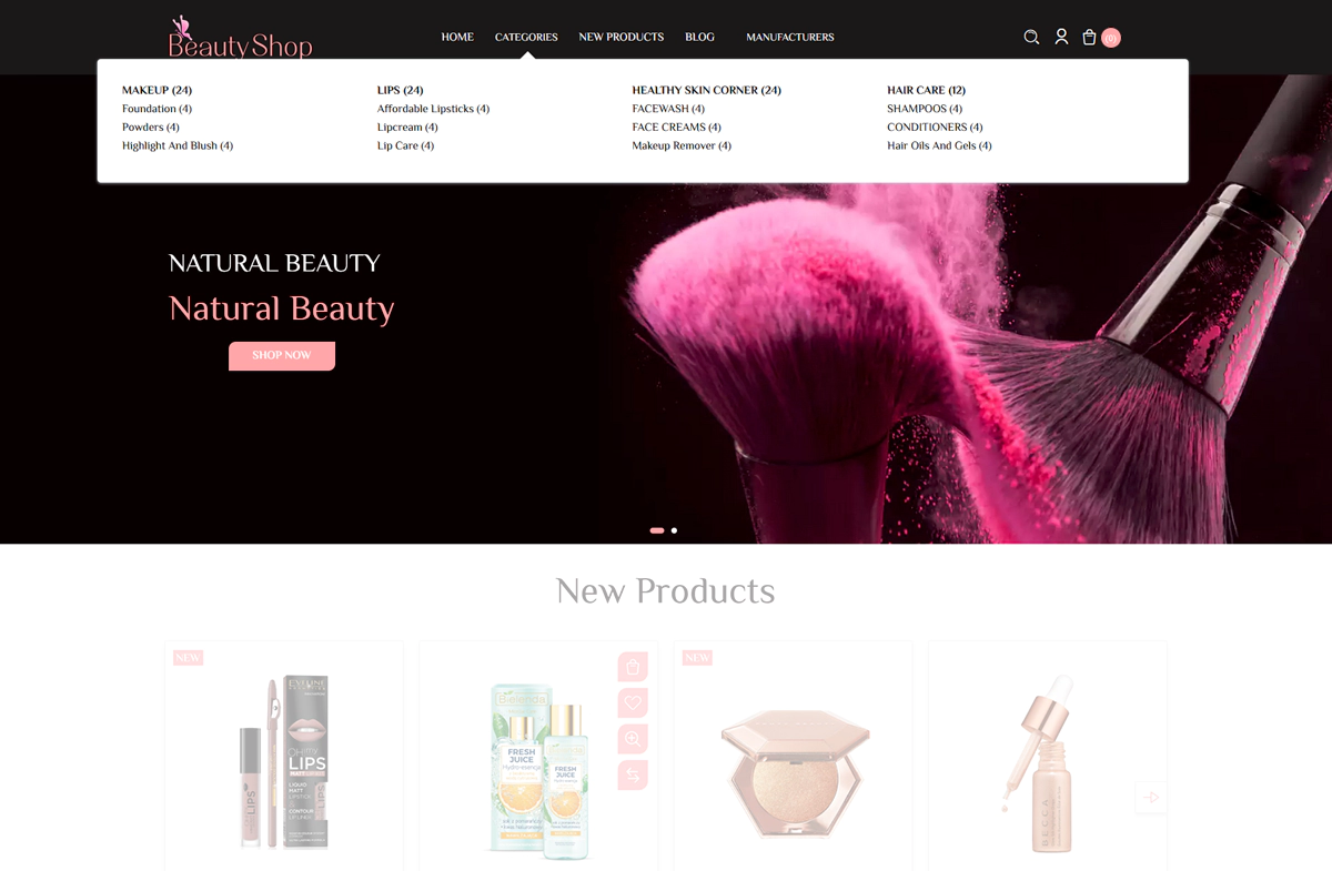 beautyShop theme smart megamenu