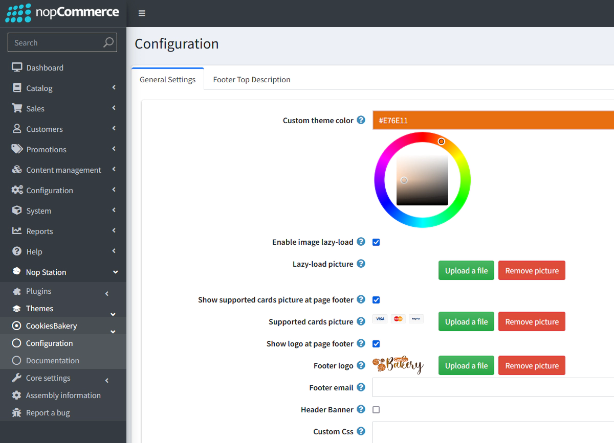 cookies-bakery theme configuration