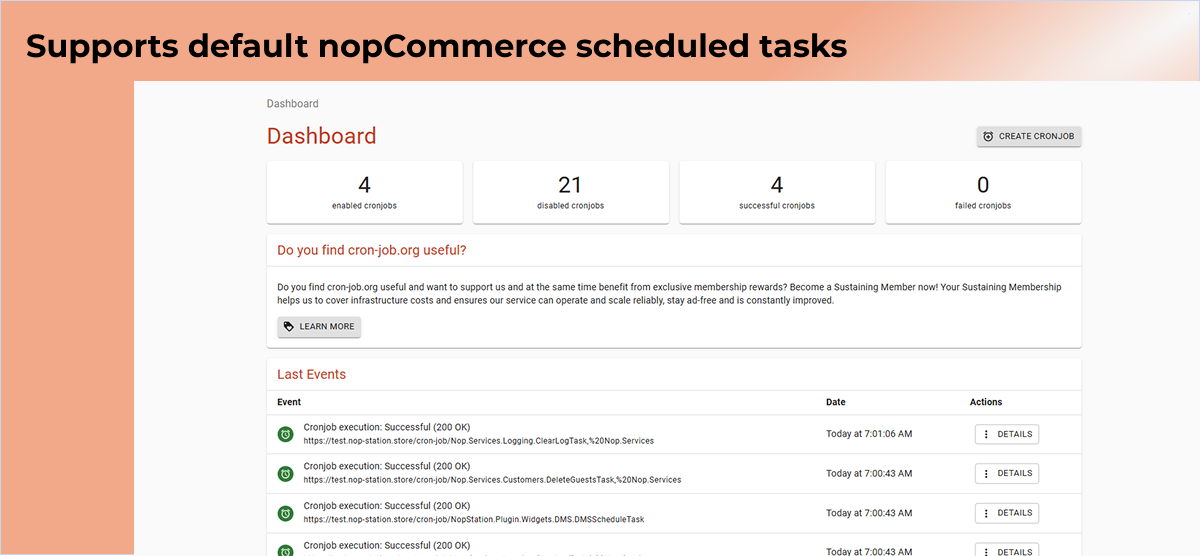 Default nopCommerce Scheduled Tasks as cron jobs