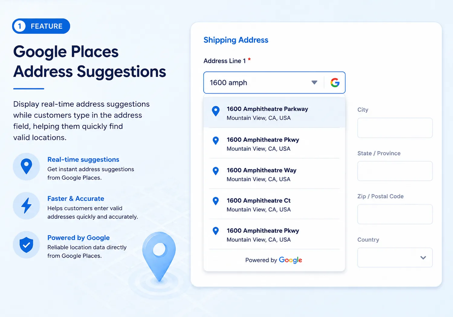 Google Places Address Suggestions Screenshot