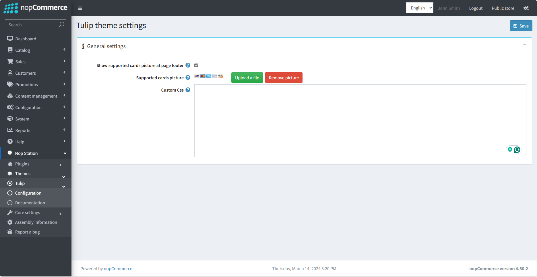 tulip theme configuration