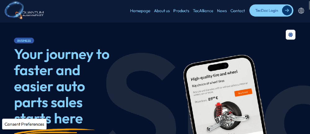 Quantum Auto Market website banner