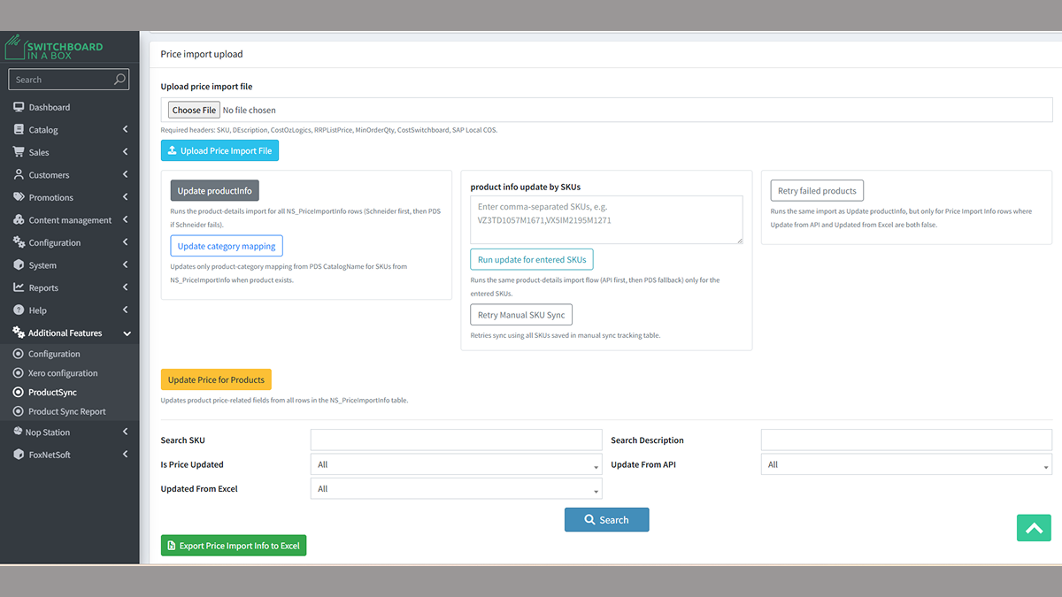 Price Import and Targeted Manual Sync Tools