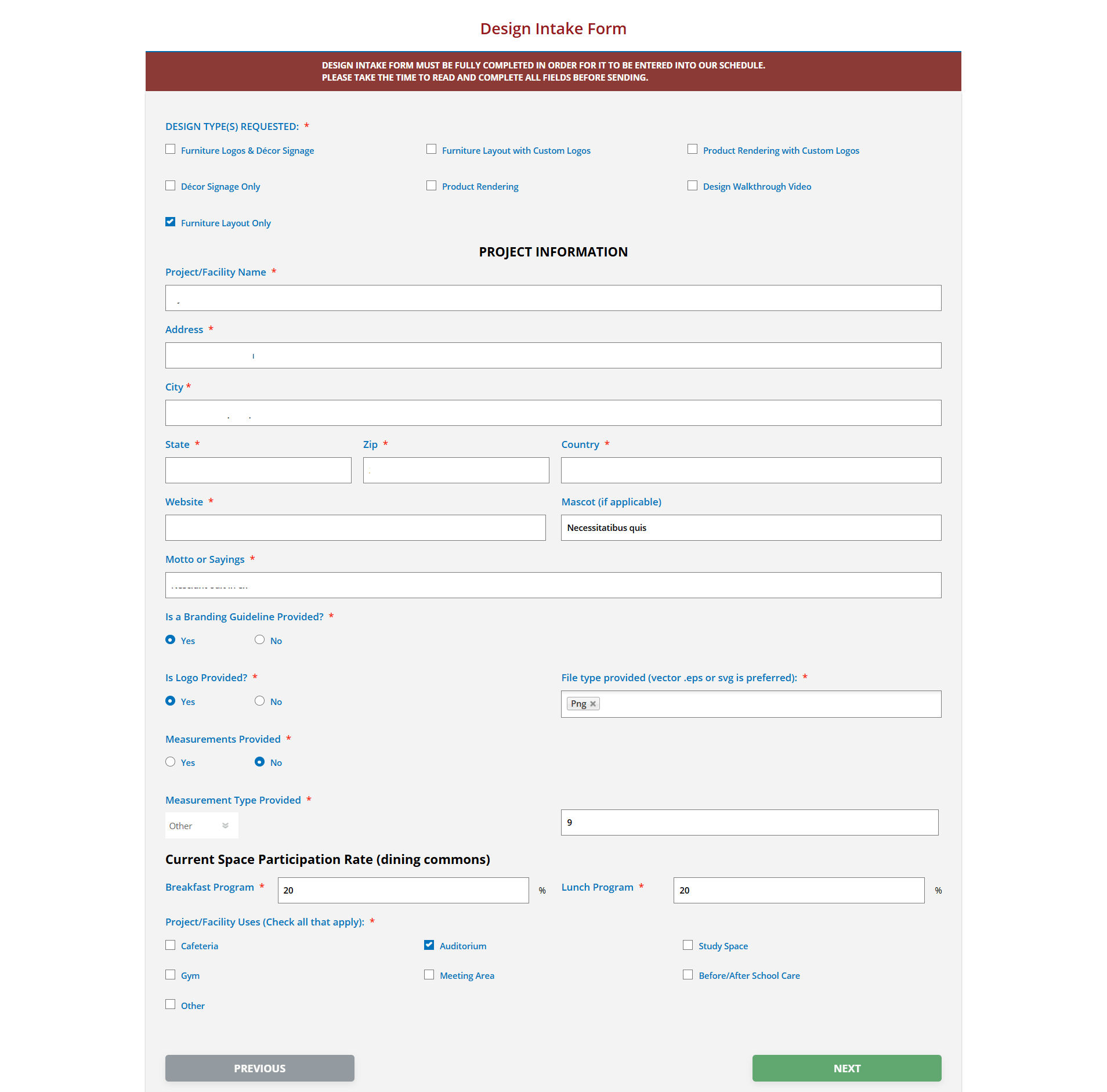 Design Intake Form