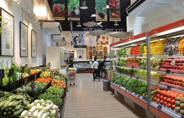 Shwapno store interior with fresh produce