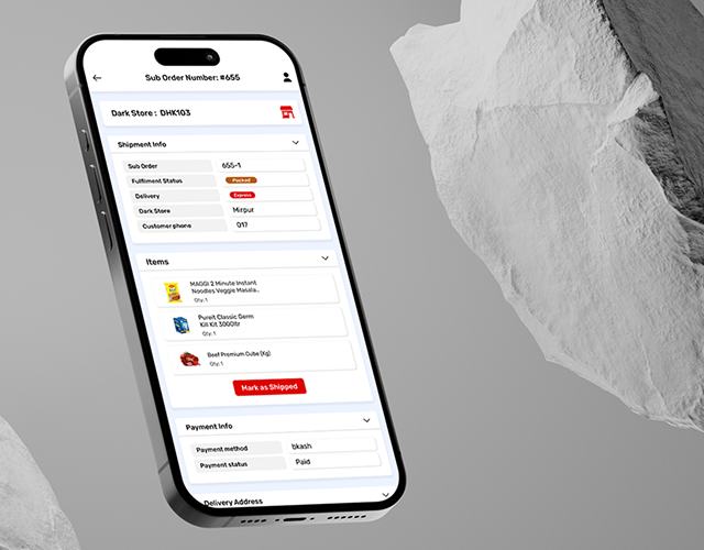 Shwapno delivery app sub-order detail