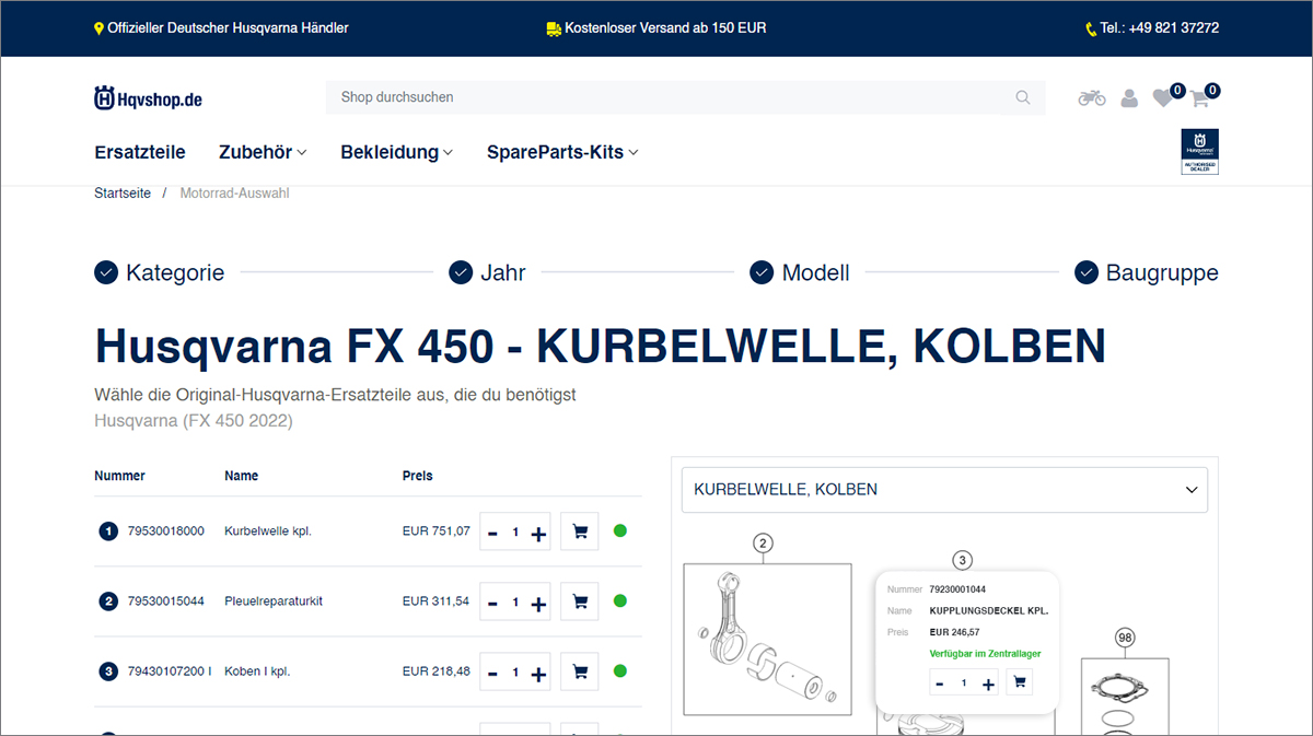 Visualization UX for spare parts