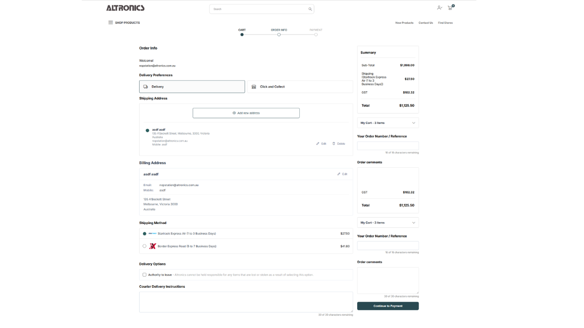 Checkout flow - Delivery, address, shipping method Checkout flow - Delivery, address, shipping method