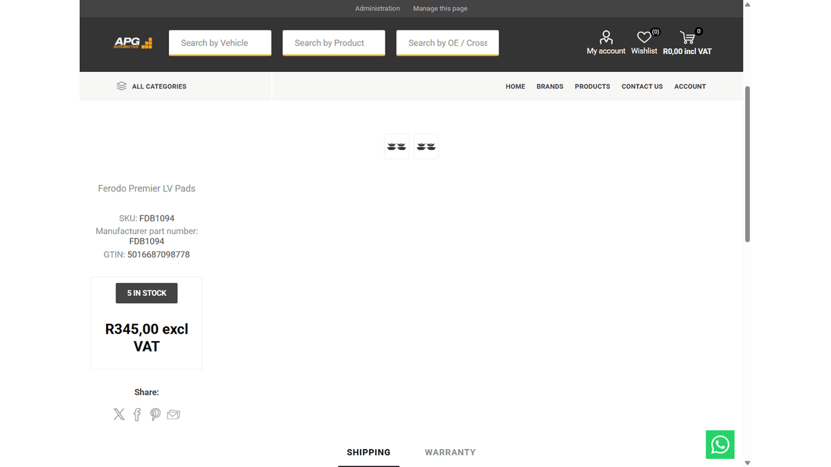 Product page with live stock and dealer price Product page with live stock and dealer price