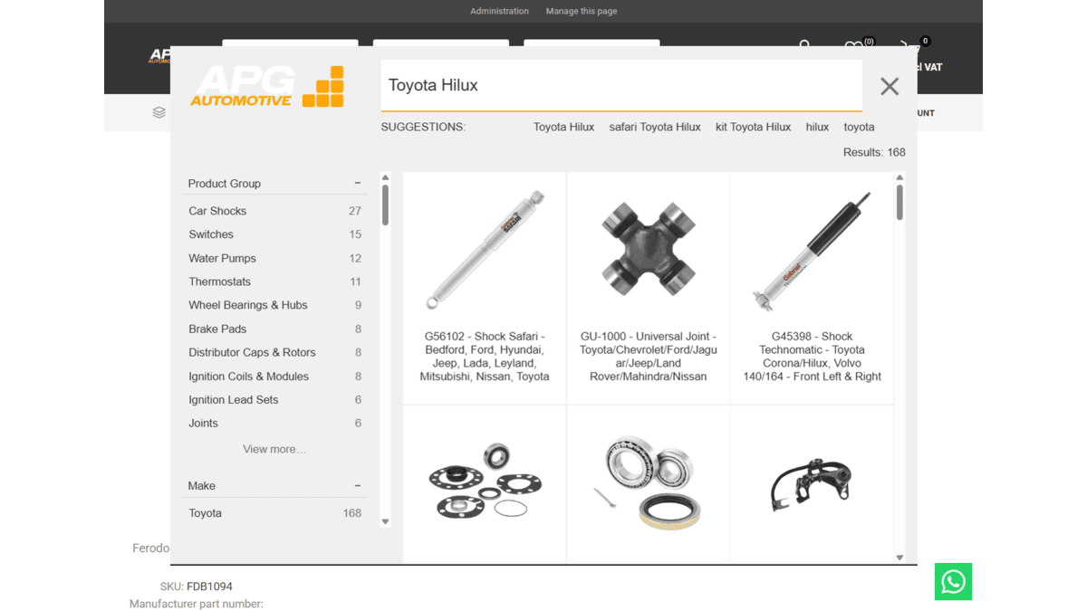Doofinder vehicle search overlay Doofinder vehicle search overlay