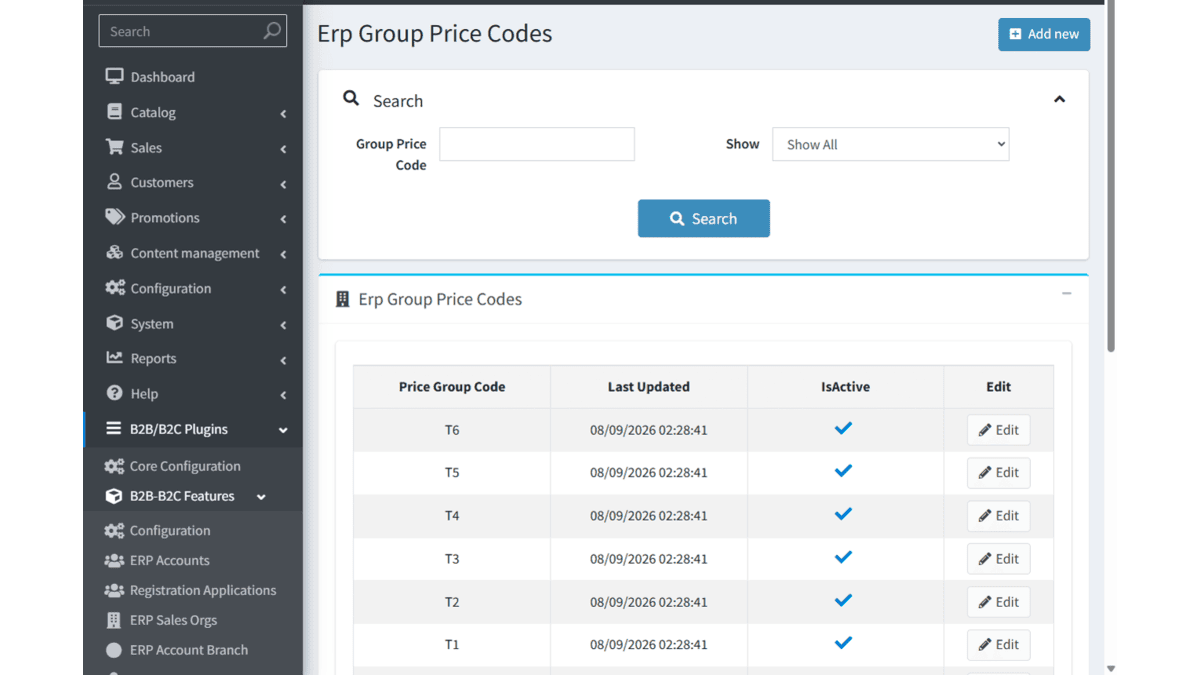Admin group price codes Admin group price codes