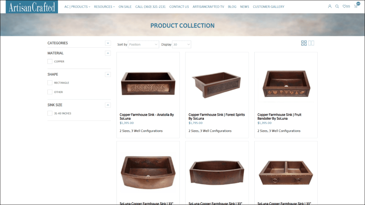 Product Collections page based on Manufacturer grouping