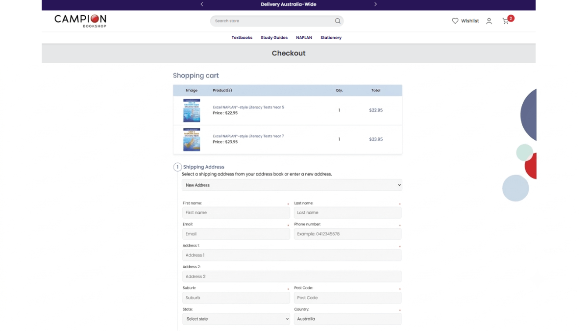 One page checkout – Shopping cart & Shipping address One page checkout – Shopping cart & Shipping address
