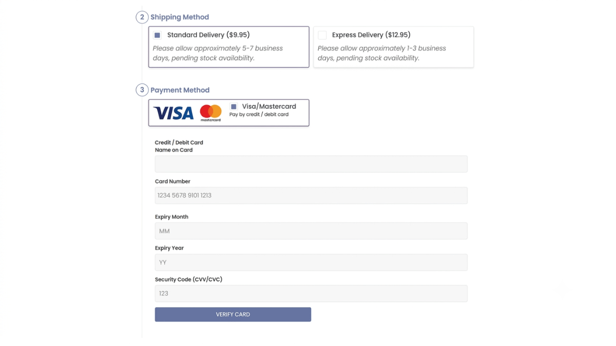 One page checkout – Shipping method & Payment method One page checkout – Shipping method & Payment method