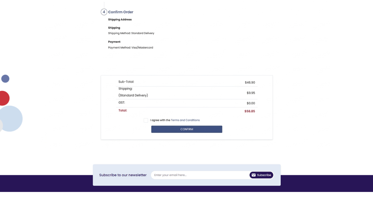 One page checkout – Confirm order One page checkout – Confirm order