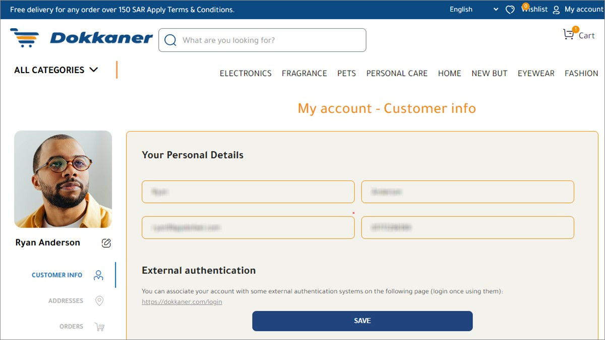 Customized My Account page with avatar support