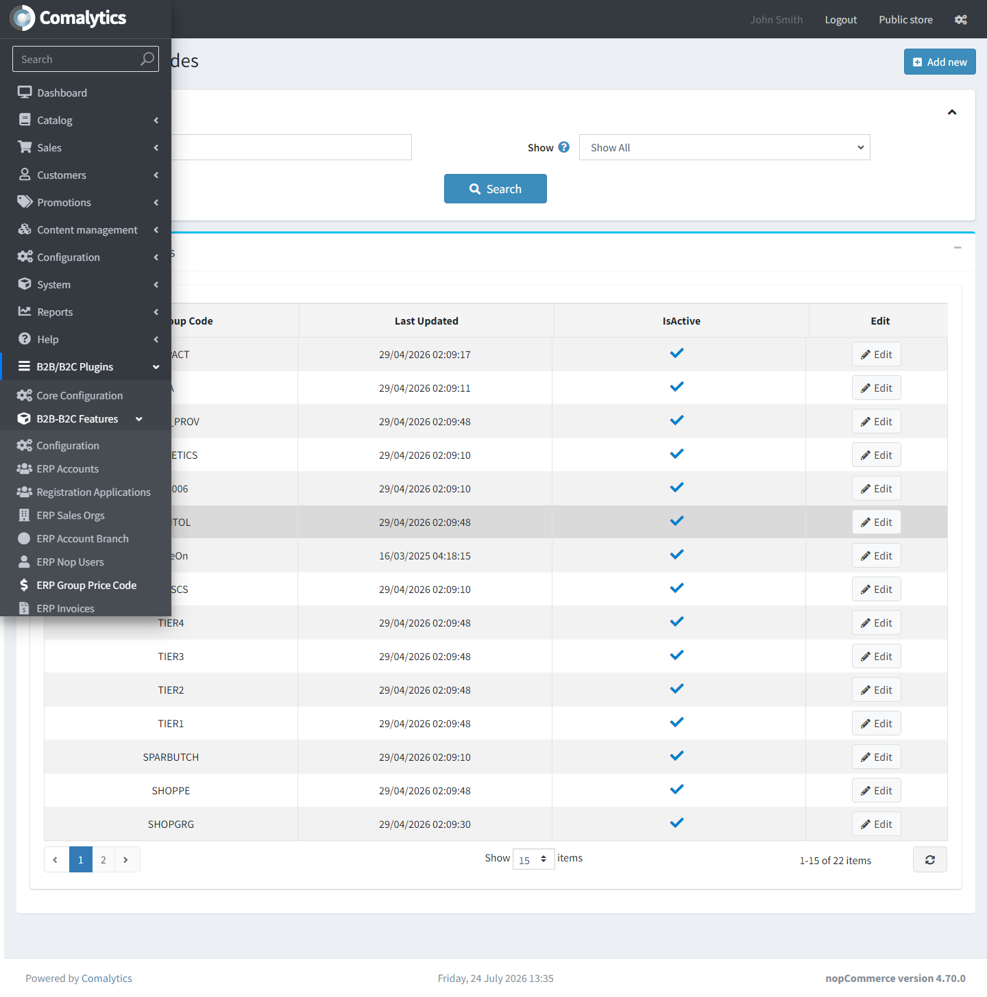 Admin — ERP group/account price codes (tiered pricing) Admin — ERP group/account price codes (tiered pricing)
